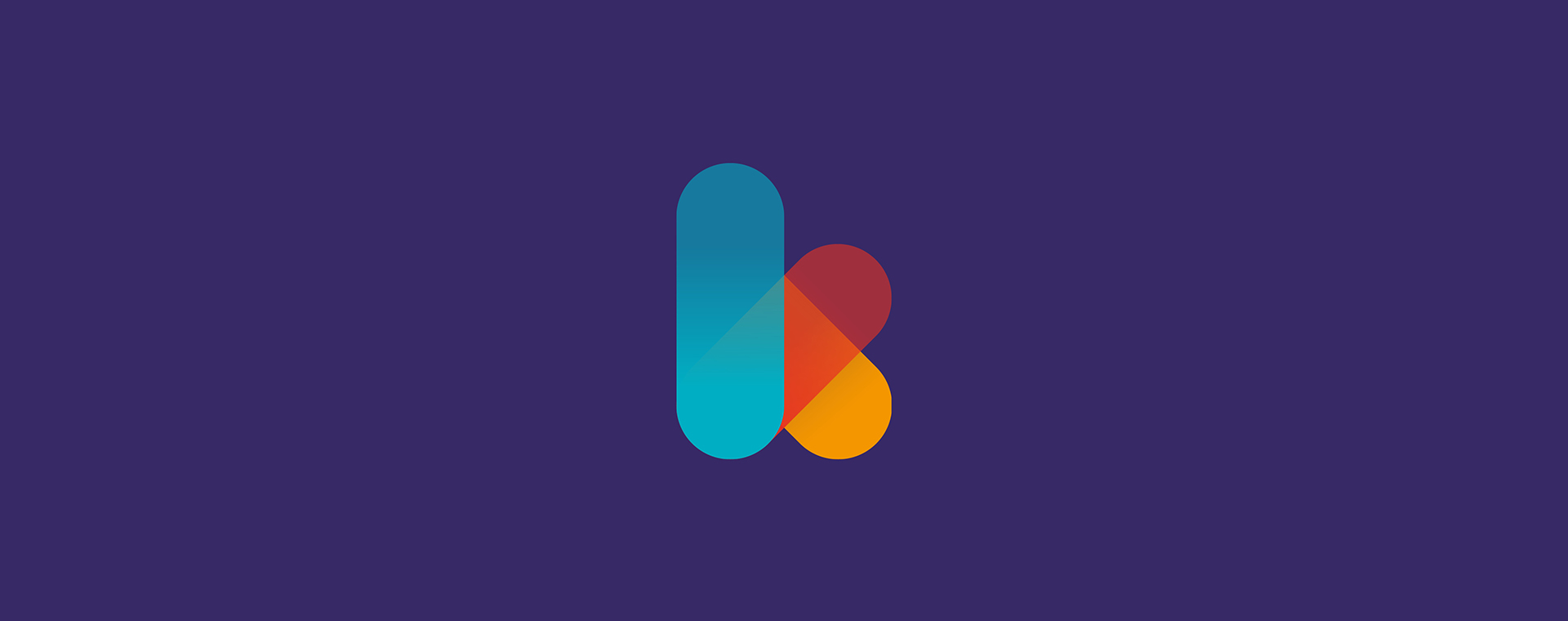 Das Logo zeigt ein stilisiertes, farbenfrohes "K". Die Grafik besteht aus überlappenden, abgerundeten Formen in Blau, Rot und Orange.