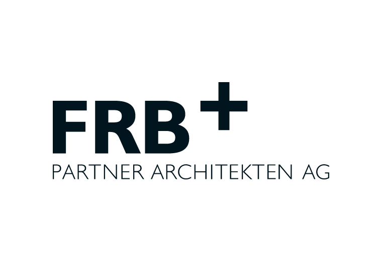 „Logo der FRB+ Partner Architekten AG mit großem Schriftzug ‚FRB+‘ und kleinem Zusatztext darunter.“